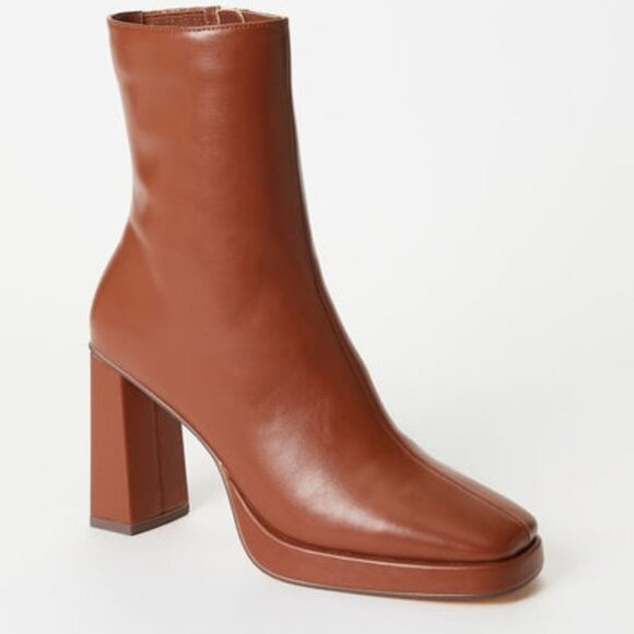 JUSTFAB BOOTIE FAUX LEATHER 3.5" BLOCK HEEL INNER ZIP 8.25"SHAFT TRUE TO SIZE - Picture 2 of 8